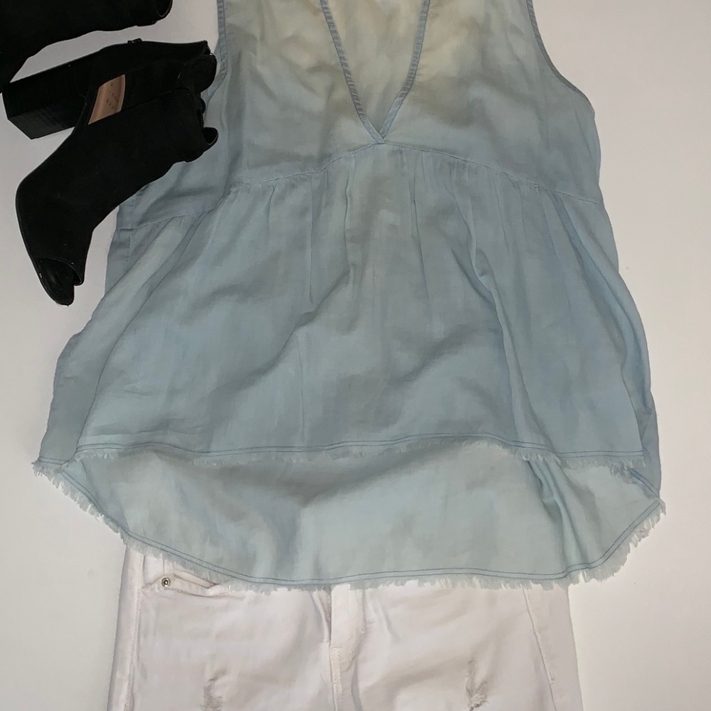 Sleeveless Denim V-Neck Blouse - Picture 2 of 2